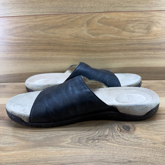 UGG Black Leather Slide Sandals Mens 13 Walking Vacation Resort Minimalist main image 4